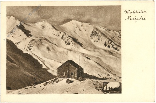 neujahr, hütte in den bergen