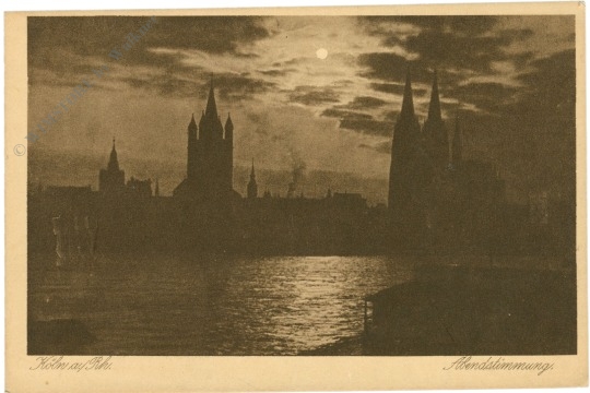 köln am rhein, abendstimmung