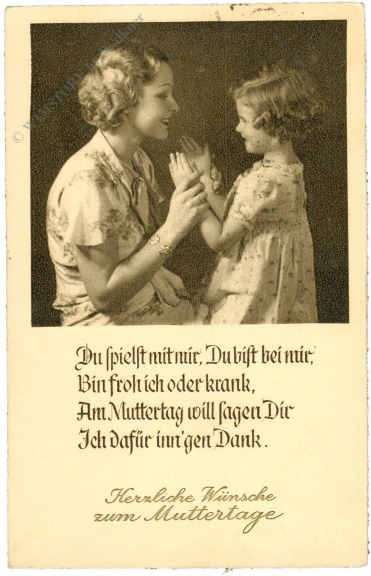 muttertag, mutter mit kind und vers