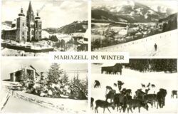 mariazell, multiansicht im winter