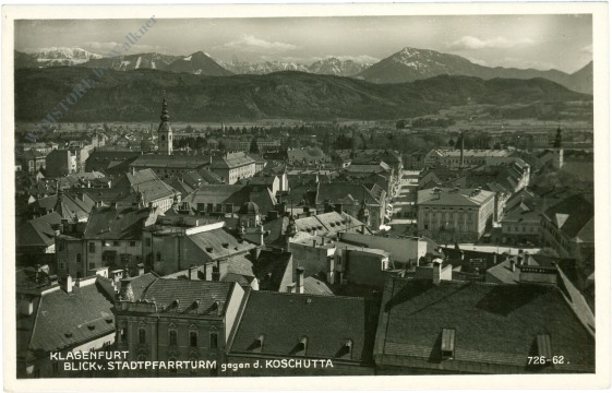 klagenfurt, blick vom stadtpfarrturm gegen die koschutta
