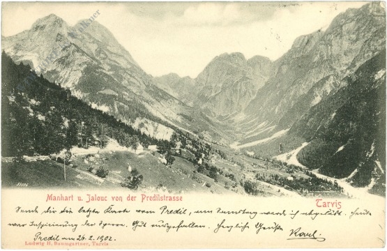 tarvis, manhart u. jalouc von der predilstrasse