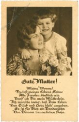 muttertag, kind mit mutter, rosen und vers