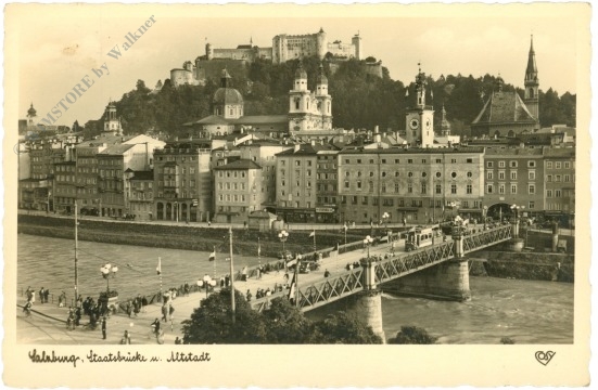 salzburg, staatsbrücke und altstadt