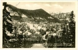 semmering, blick von der sprungschanze auf hotel erzherzog johann, hotel panhans und schneeberg