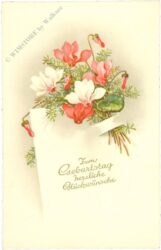 geburtstag, blumen mit karte