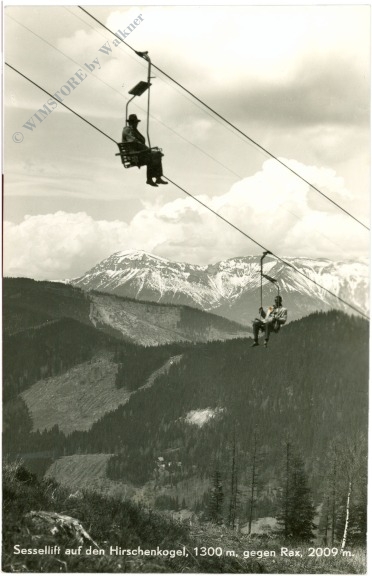 semmering, sessellift auf den hirschenkogel gegen rax