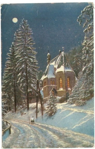 semmering, winternachtstimmung beim kirchlein
