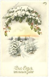 neujahr, verschneite landschaft