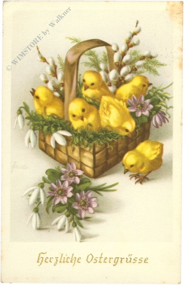 ostern, küken im korb ostern, küken im korb