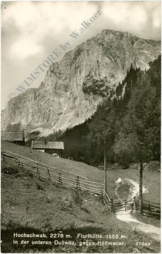 hochschwab, florlhütte in der unteren dullwitz gegen höllmauer