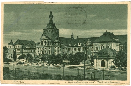 münchen, nationalmuseum mit hubertusbrunnen
