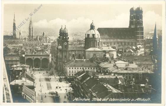 münchen, blick auf odeonsplatz und altstadt