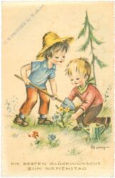 namenstag, kinder beim gärtnern
