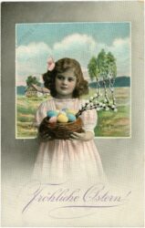 ostern, mädchen mit osternest