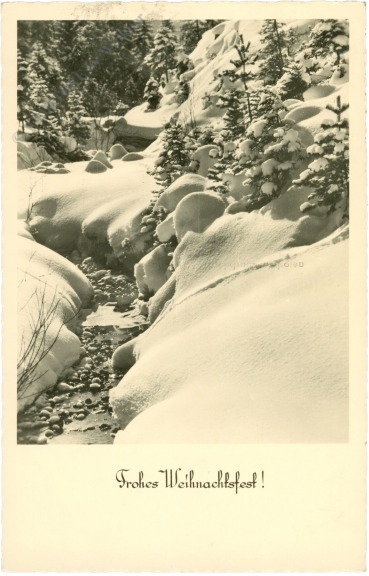 weihnachten, verschneiter bach