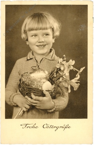 ostern, kind mit osternest