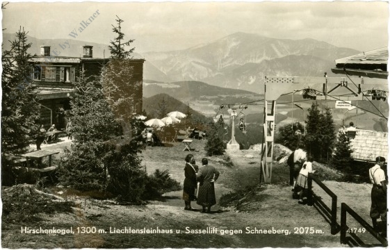 semmering, hirschenkogel, liechtensteinhaus u. sessellift gegen schneeberg