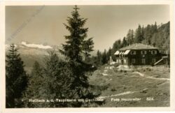 tauplitzalm, hollhaus auf der tauplitzalm mit dachstein