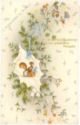 weihnachten, eichhörnchen auf geschenk