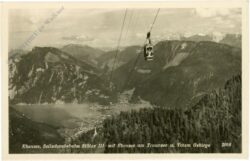 ebensee, seilschwebebahn mit ebensee am traunsee und totem gebirge
