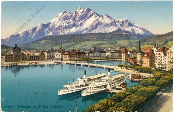 luzern, seebrücke und pilatus luzern, seebrücke und pilatus