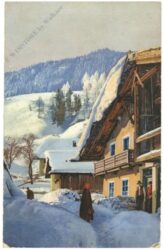 verschneites dorf