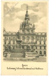 graz, erzherzog johann denkmal mit rathaus