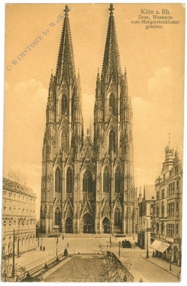 köln, dom, westseite vom margaretenkloster gesehen