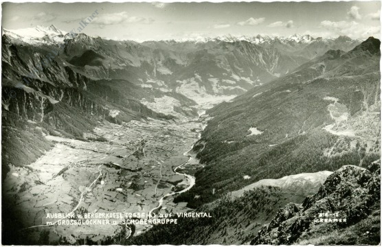 virgen, ausblick v. bergerkogel auf virgental mit großglockner und schobergruppe