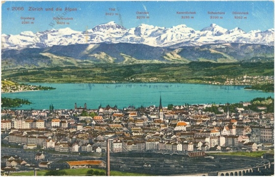 Zürich, und die Alpen