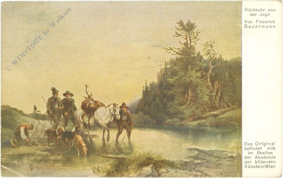 gauermann, friedrich: rückkehr von der jagd