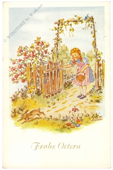 ostern, mädchen mit korb ostern, mädchen mit korb
