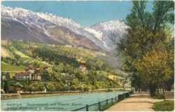 innsbruck, innpromenade mit pension kayser, schloss weiherburg und mariabrunn