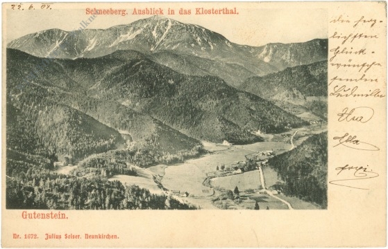 gutenstein, schneeberg, ausblick in das klostertal