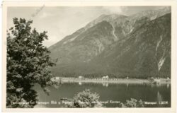 hermagor, presseggersee, blick gegen pressegg und passnach mit spitzegel