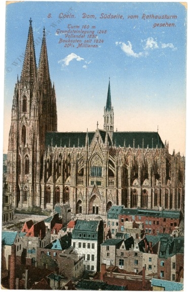 köln, dom, südseite vom rathausturm gesehen