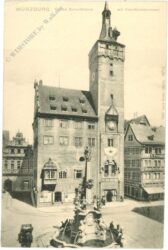 würzburg, grafen eckardsturm mit vierröhrenbrunnen