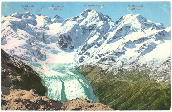 ober engadin, blick auf die brennergruppe und morteratschgletscher vom piz. languard aus