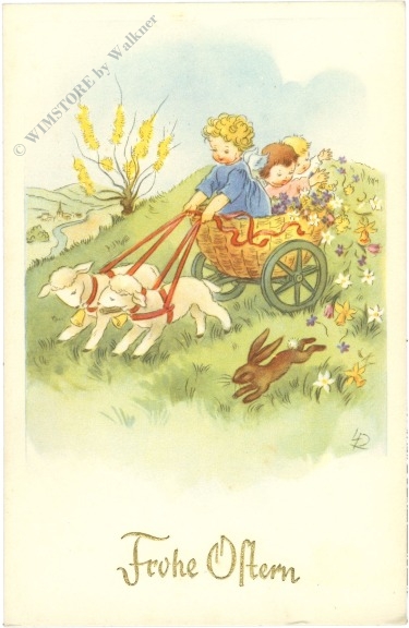 ostern, kinder in kutsche ostern, kinder in kutsche