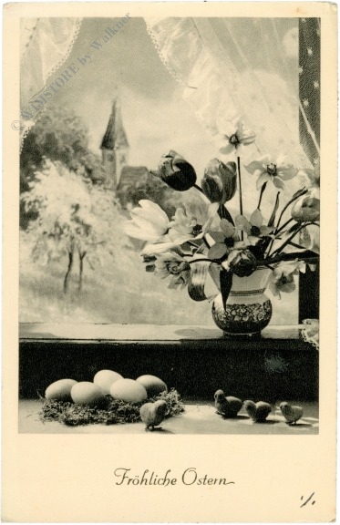 ostern, dekoriertes fenster