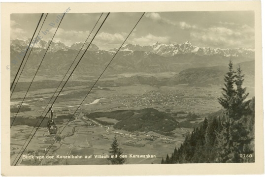 villach, blick von der kanzelbahn auf villach mit den karawanken