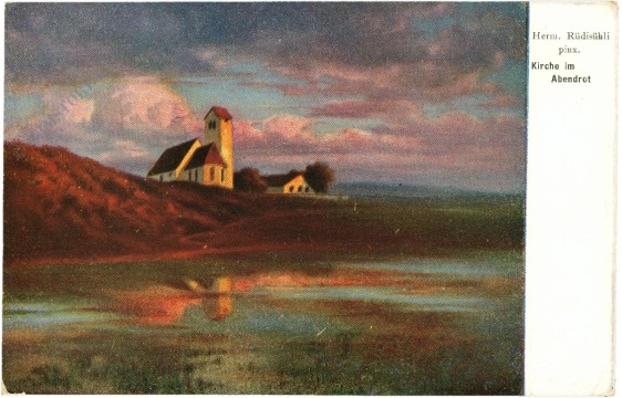 rüdisühli, herm.: kirche im abendrot rüdisühli, herm.: kirche im abendrot