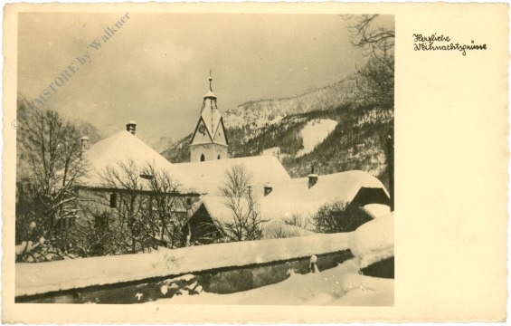 weihnachten, verschneites dorf