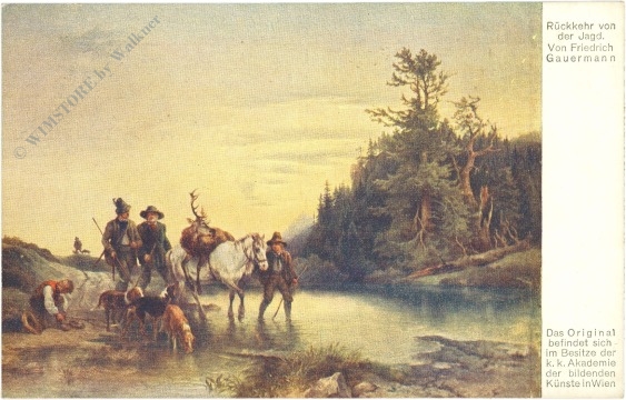 gauermann, friedrich: rückkehr von der jagd