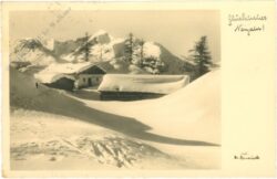 neujahr, verschneite häuser