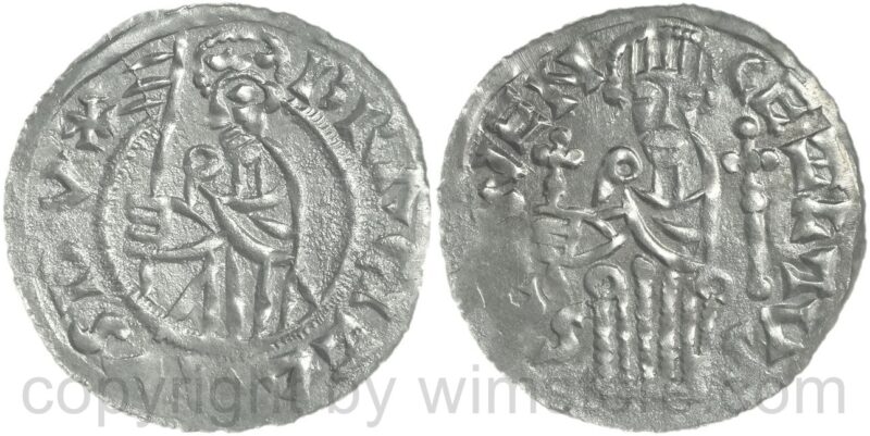böhmen, 1037 1055, bratislav i., denar, prag, silber, s ss, randausbruch (kopie)