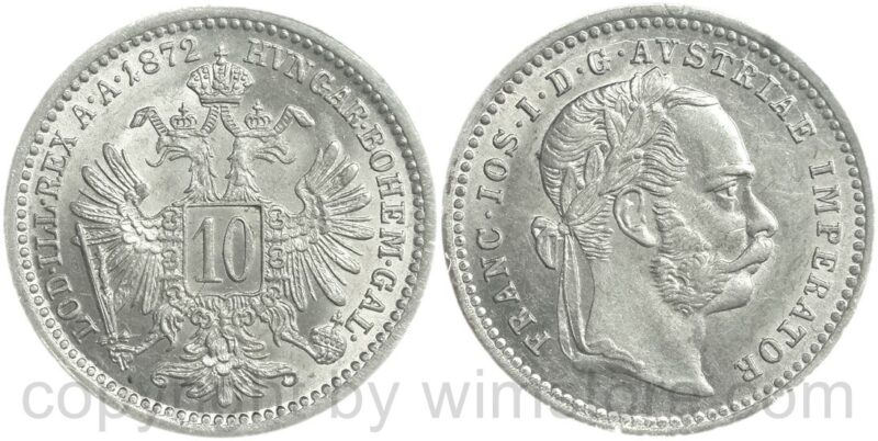 franz josef i., 10 kreuzer 1872, silber, vz st (kopie)