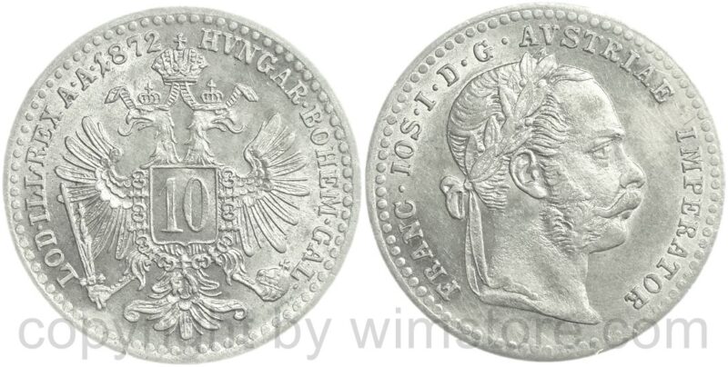 franz josef i., 10 kreuzer 1872, silber, vz