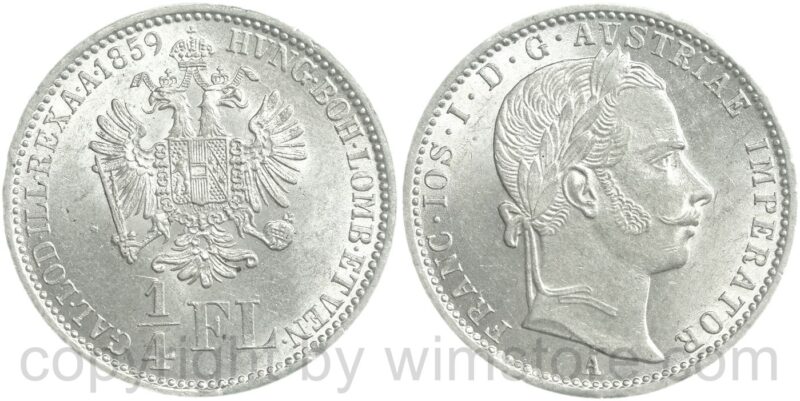 franz josef i., 1/4 gulden 1859 a, silber, st, winz. randfehler